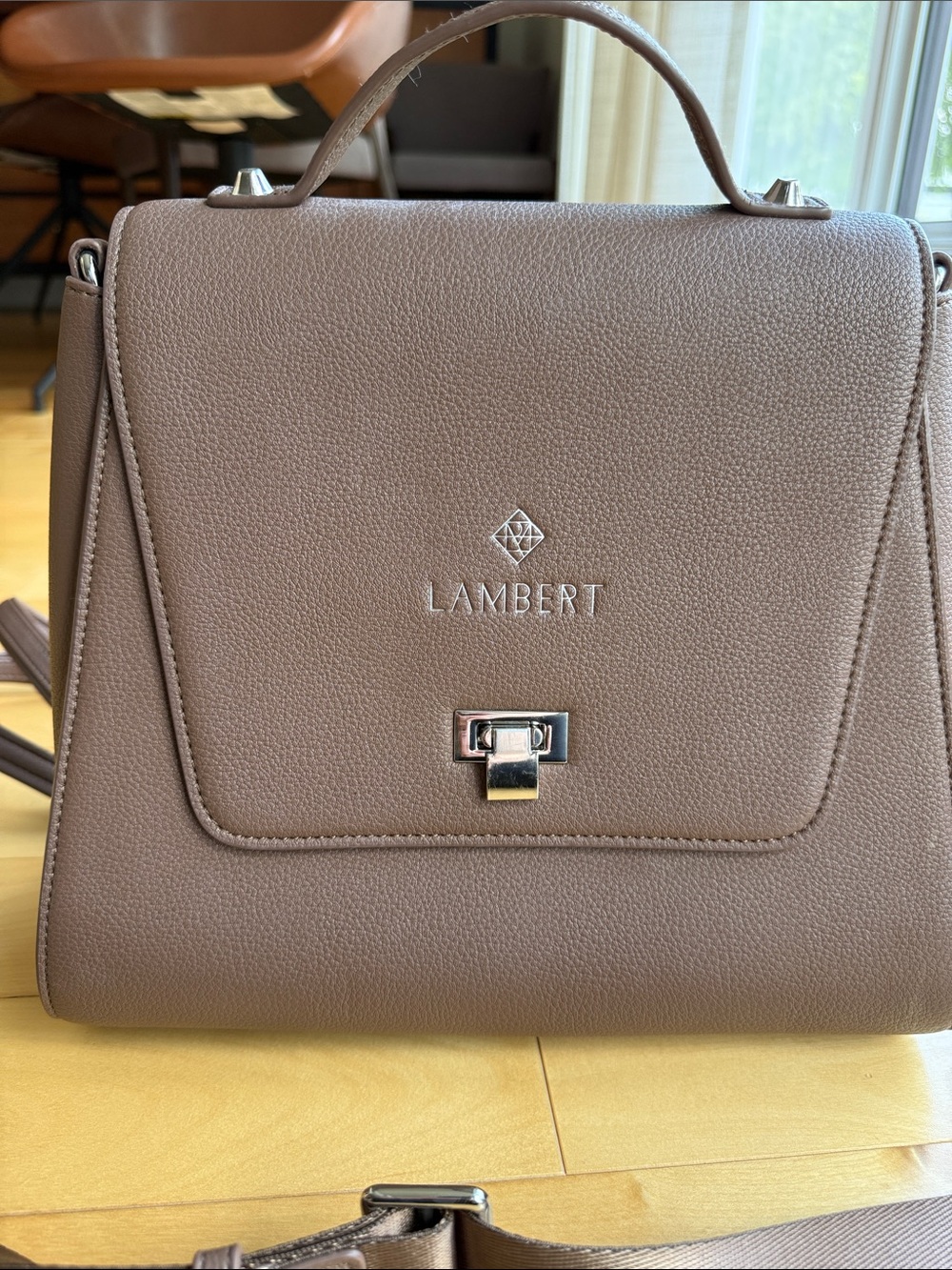 Light Brown Structured Top-Handle Satchel
